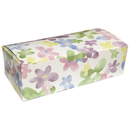 Pequeña caja de dulces con flores de acuarela