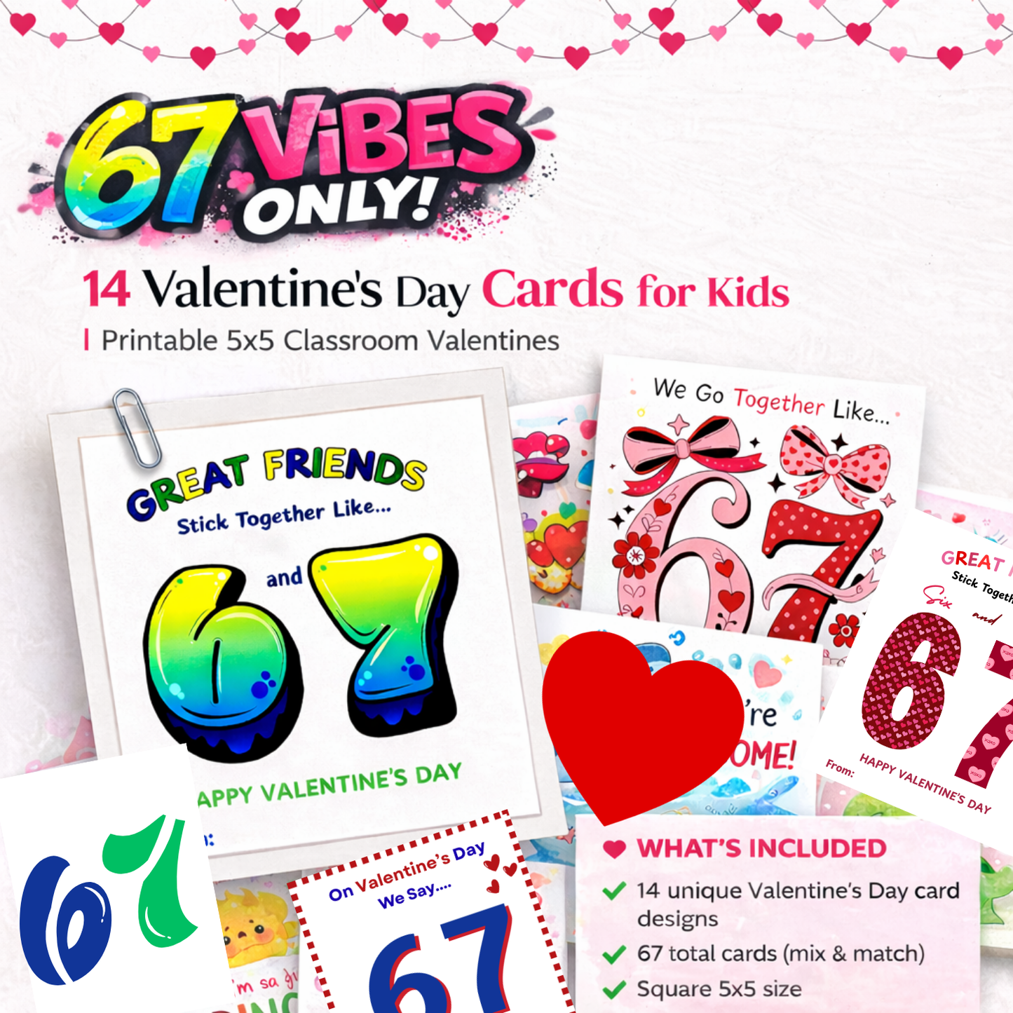 67 Slang Valentine’s Day Cards for Kids |  Valentines | 14 Designs | Canva Editable Template