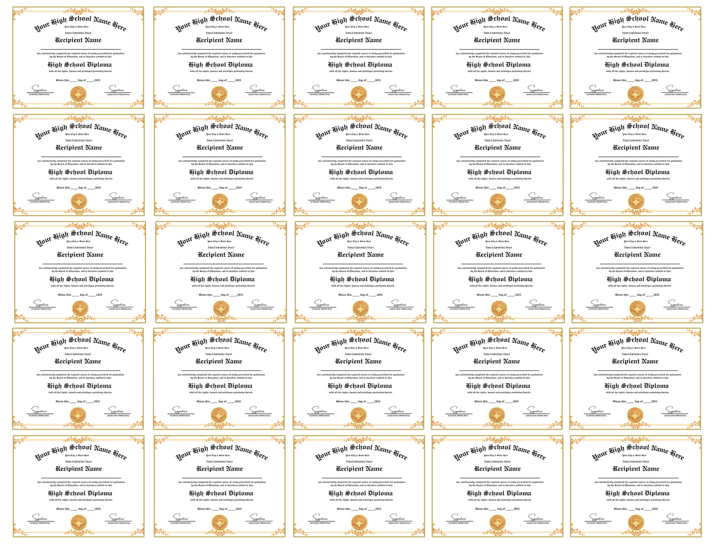 Editable High School Diploma Template, High School Diploma, Diploma Replica Template, Instant Download