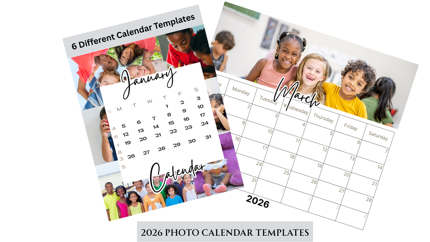 2026 Canva Photo Calendar Templates 6 Different Designs