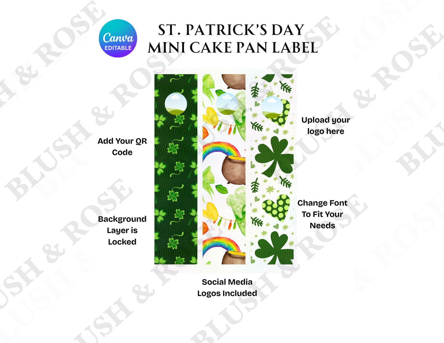 St. Partick's Day Mini Cake Pan Labels