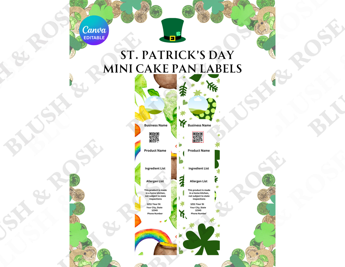 St. Partick's Day Mini Cake Pan Labels
