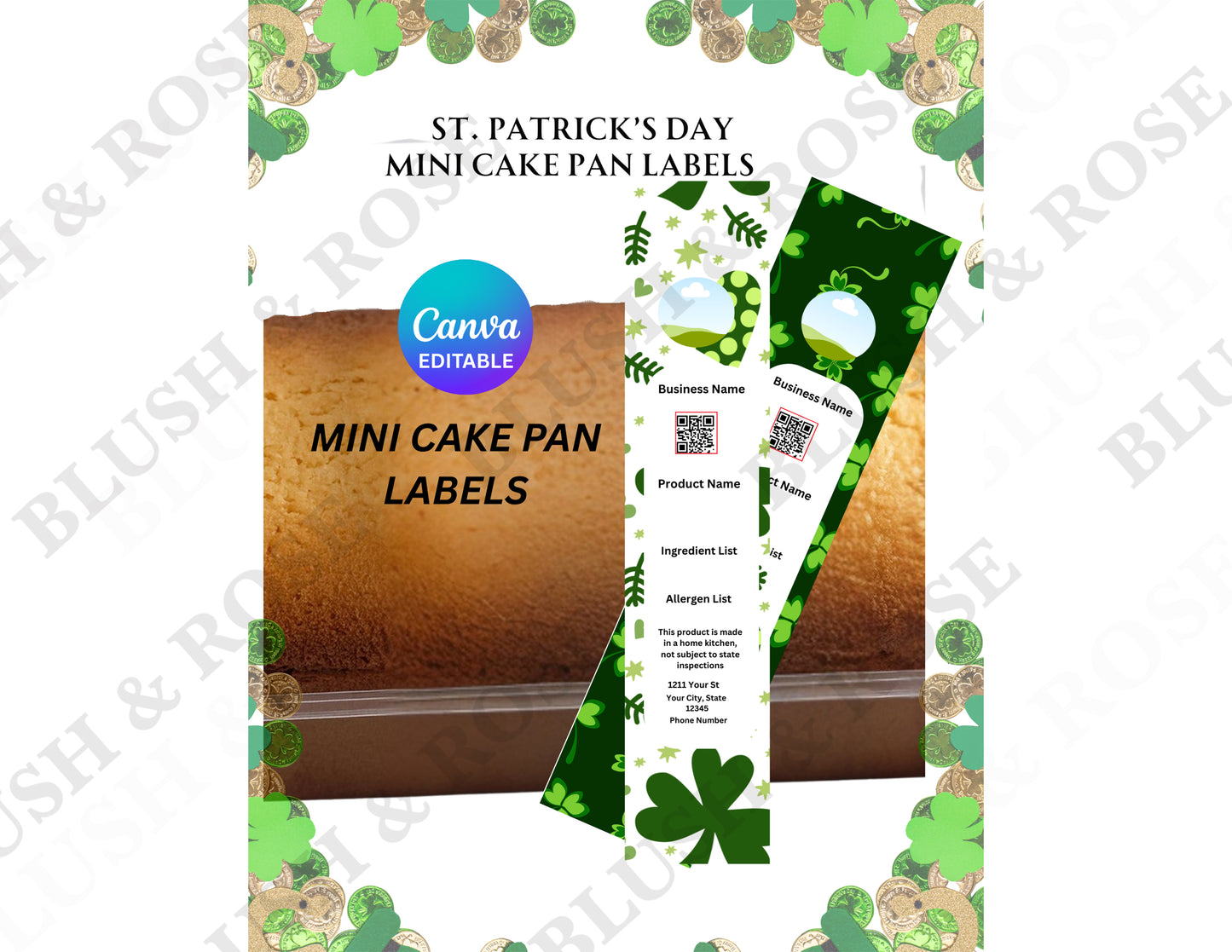 St. Partick's Day Mini Cake Pan Labels