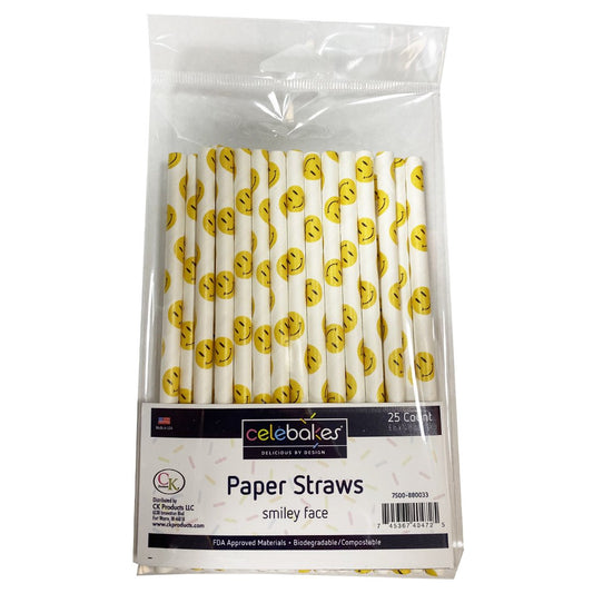 Celebakes Paper Straws- Smiley Face