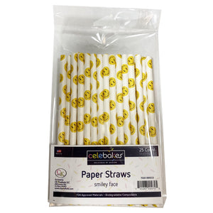 Celebakes Paper Straws- Smiley Face